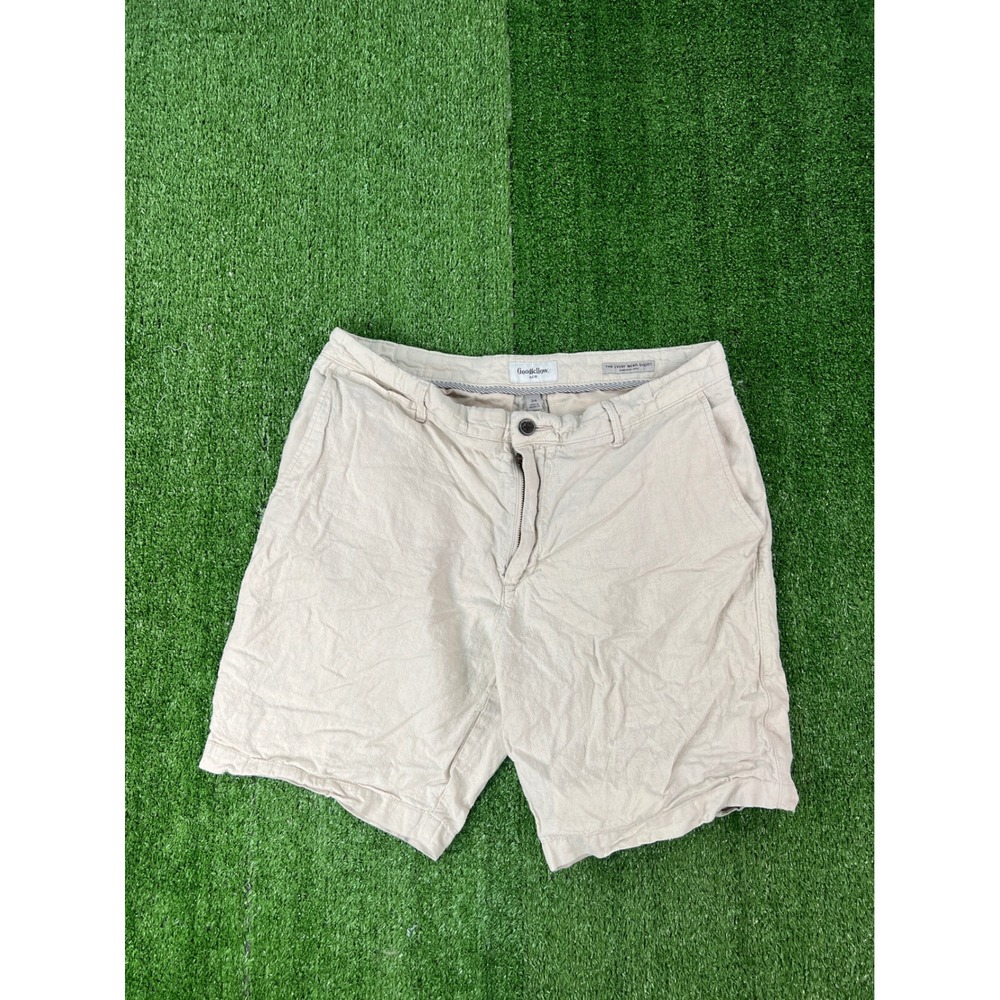 Goodfellow & Co Mens Beige Linen Cotton Every Wear Shorts 34 Slim Fit